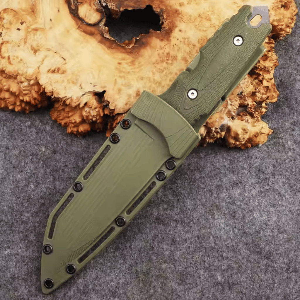 Army Green Stainless Steel Knife With Sheath