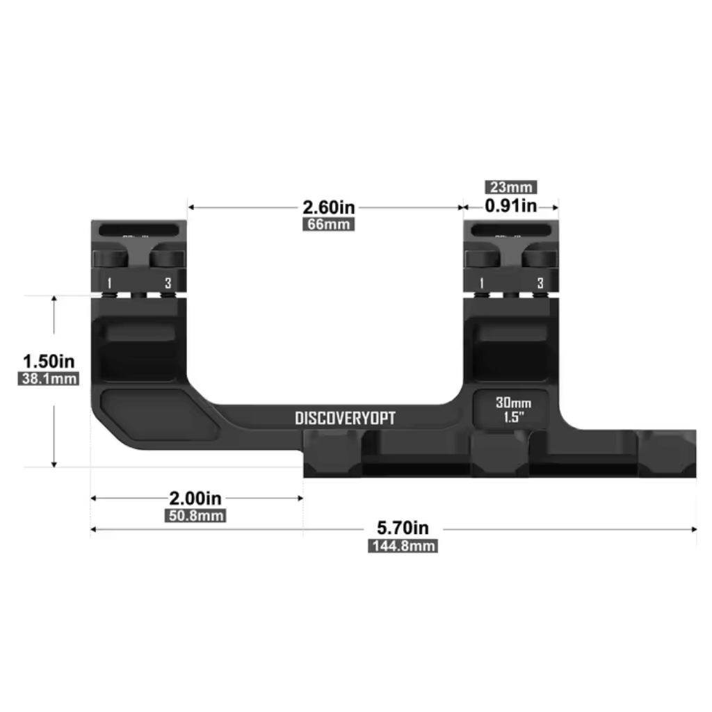 Discovery 30mm 0 MOA Rigid Low Profile Picatinny Cantilever Scope Mount