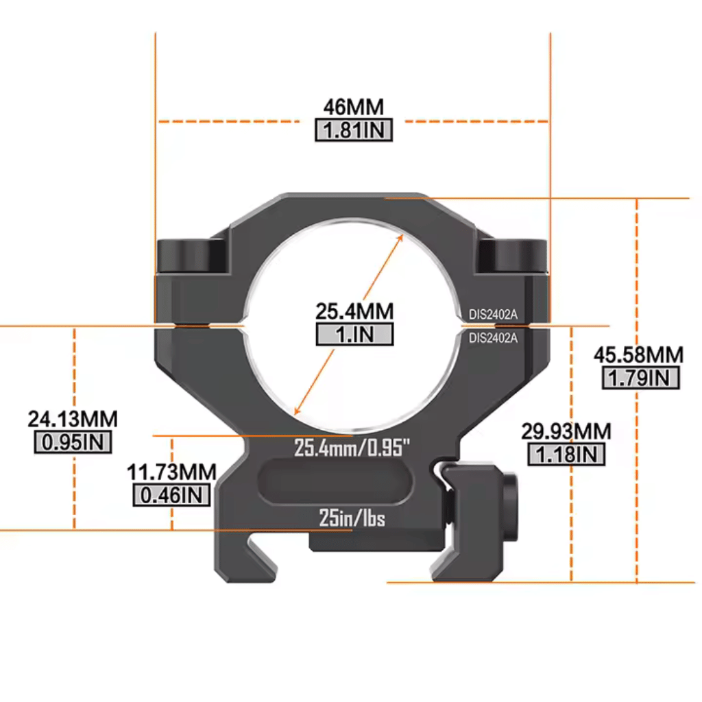 Discovery 6061 25.4mm Low Profile Picatinny Scope Rings 2pc