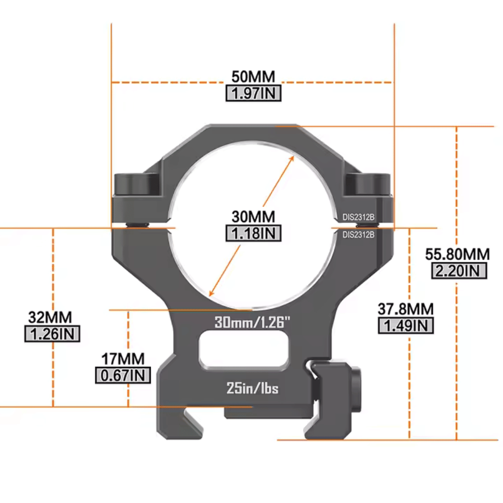 Discovery 6061 30mm Medium Profile Picatinny Scope Rings 2pc