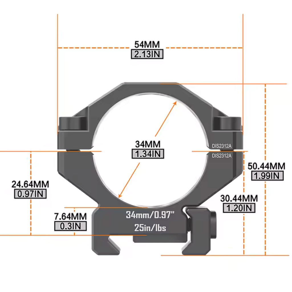 Discovery 6061 34mm Low Profile Picatinny Scope Rings 2pc