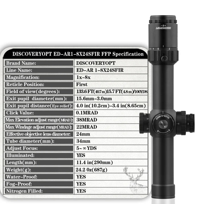 Discovery Optics ED-AR 1-8X24SFIR Scope