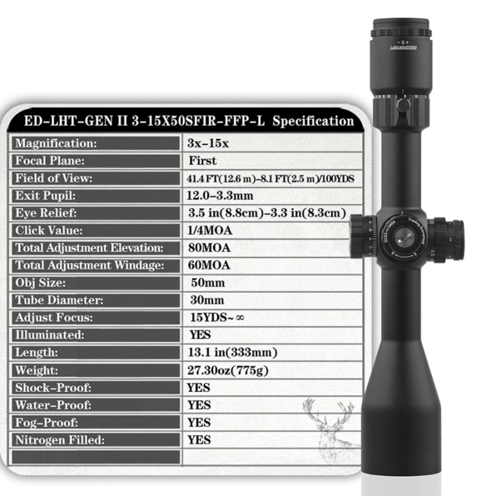 Discovery Optics ED LHT GEN2 3-15X50SFIR FFP Scope