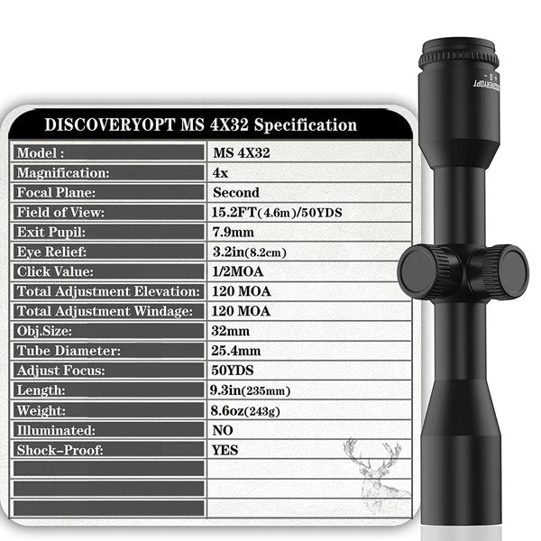 Discovery Optics MS 4X32-MOA-L Scope