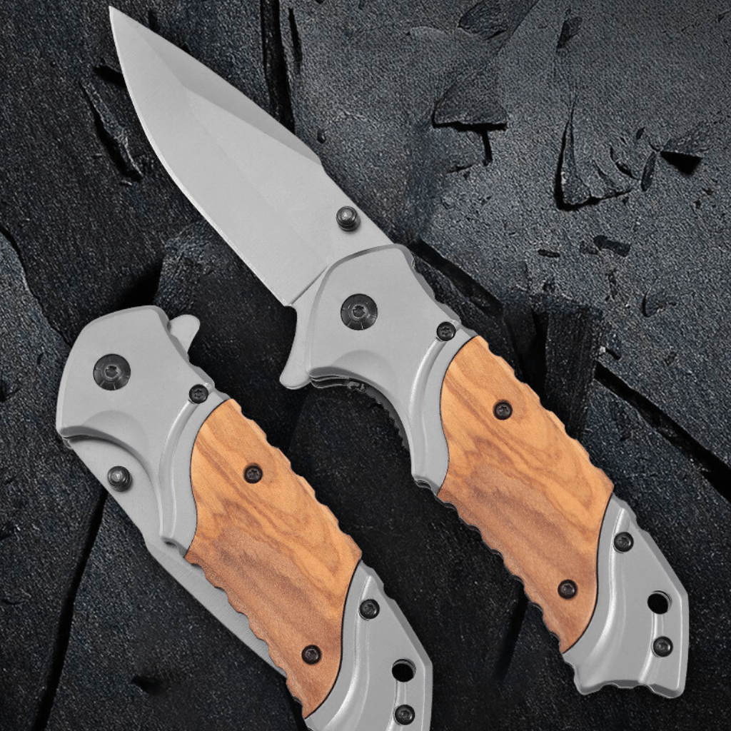 Drop Point Titanium Plated Stainless Steel Pocket Knife