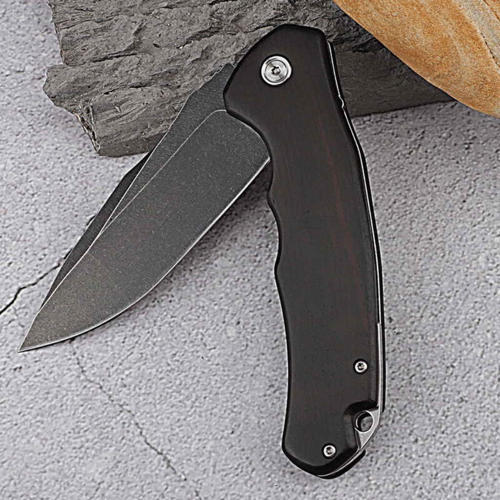 Ebony Handle Blackout Stainless Steel Pocket Knife