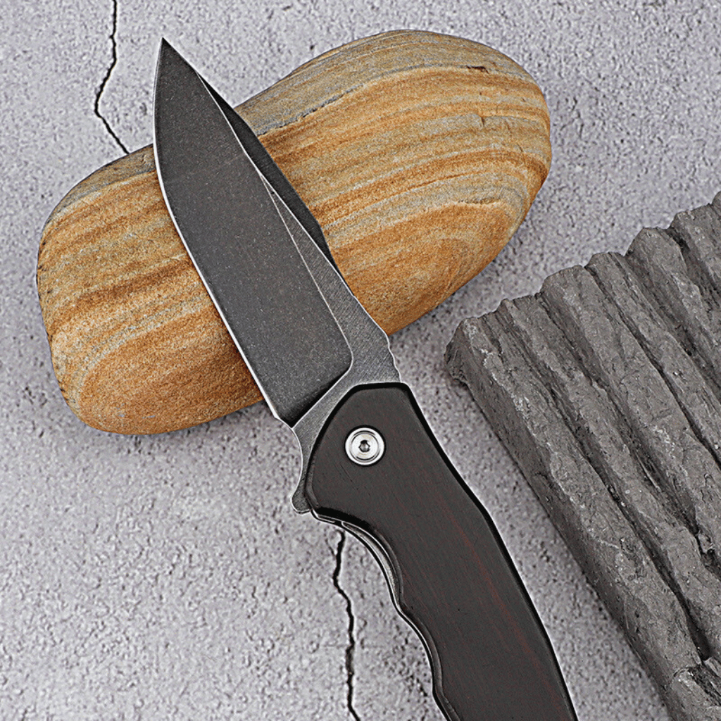 Ebony Handle Blackout Stainless Steel Pocket Knife