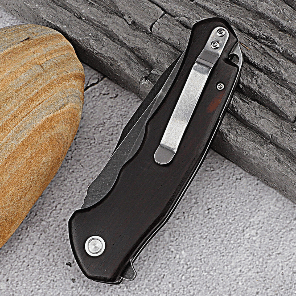 Ebony Handle Blackout Stainless Steel Pocket Knife