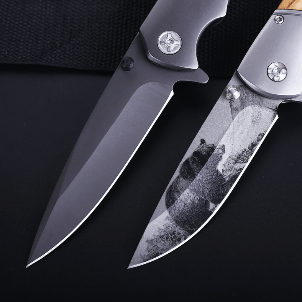 Etched Bear Stainless Steel Pocket Knife