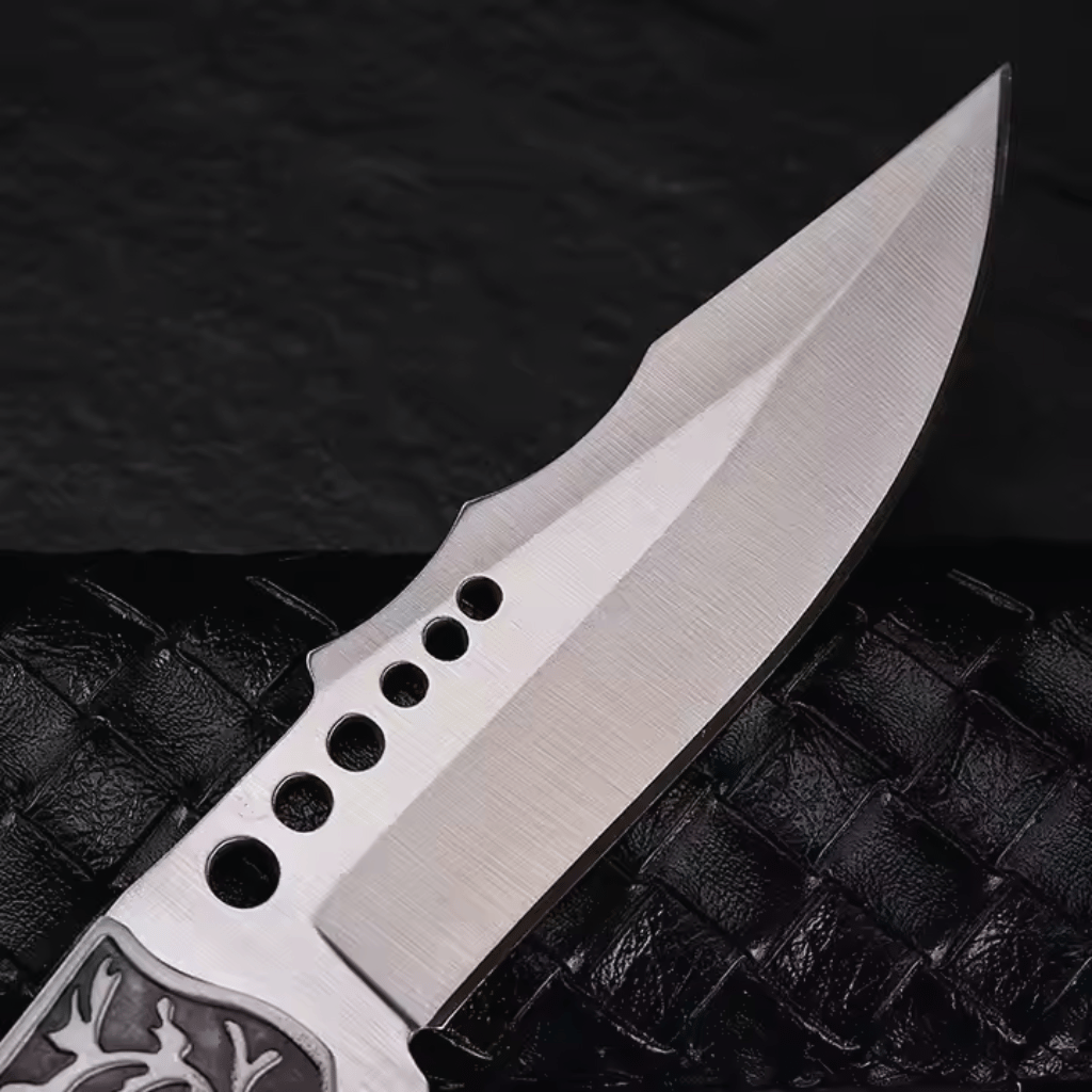 Etched Deer Rosewood Handle Stainless Steel Pocket Knife