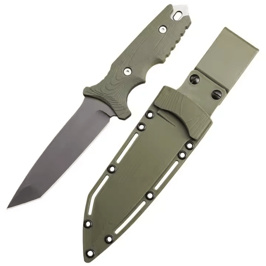 Army Green Stainless Steel Knife With Sheath