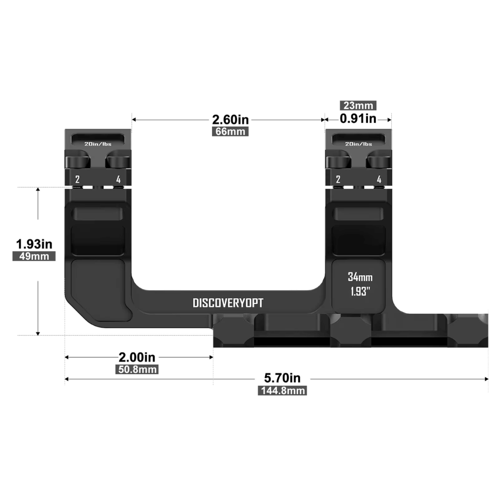 Discovery 34mm 0 MOA Rigid High Profile Picatinny Cantilever Scope Mount