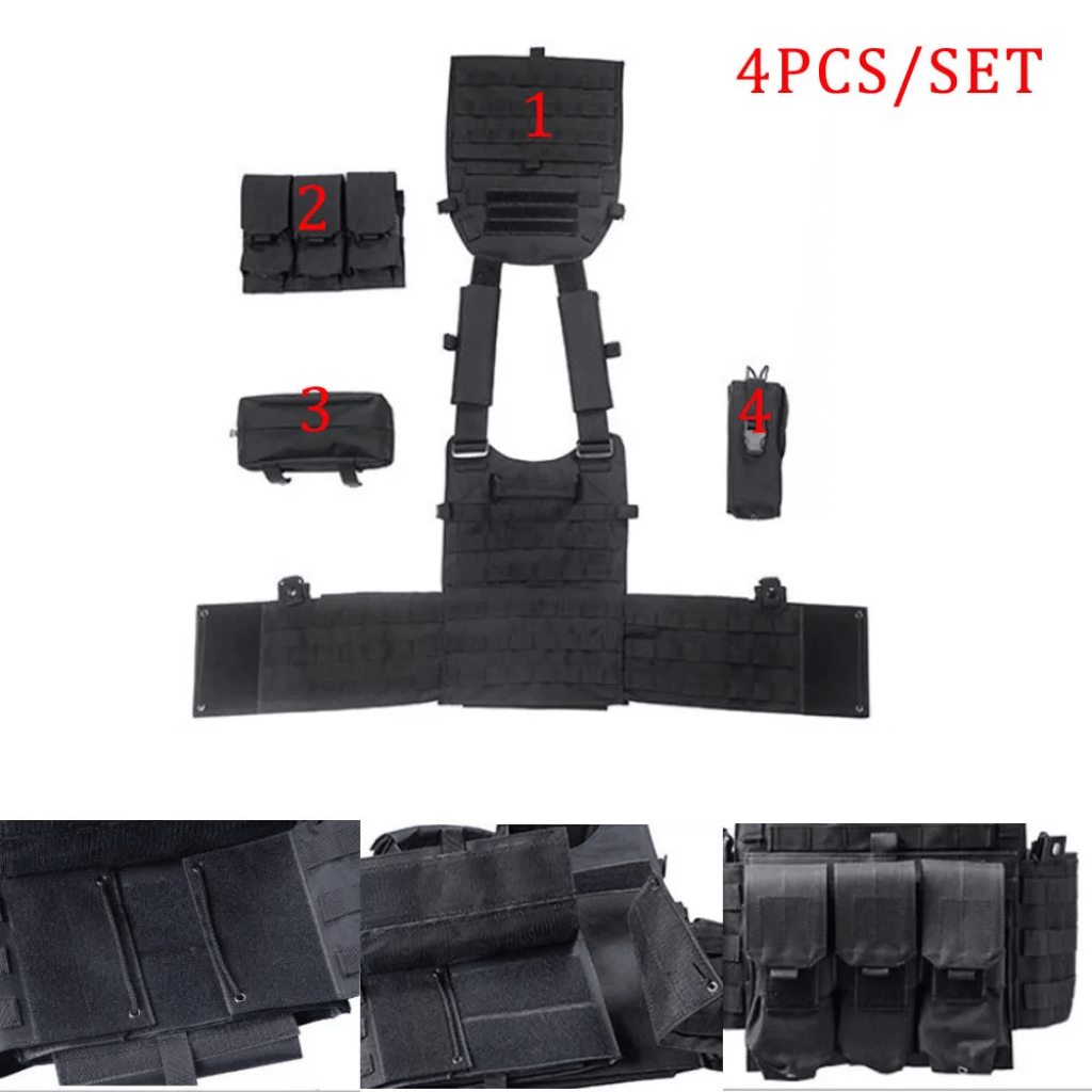 4 Pc Green Tactical Military Vest