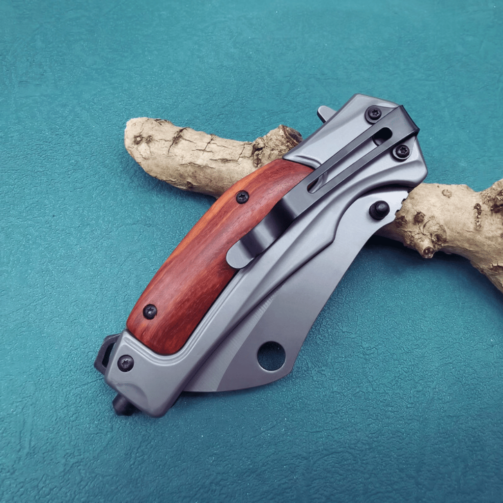 Outdoor Stainless Steel Folding Knife Rosewood Handle