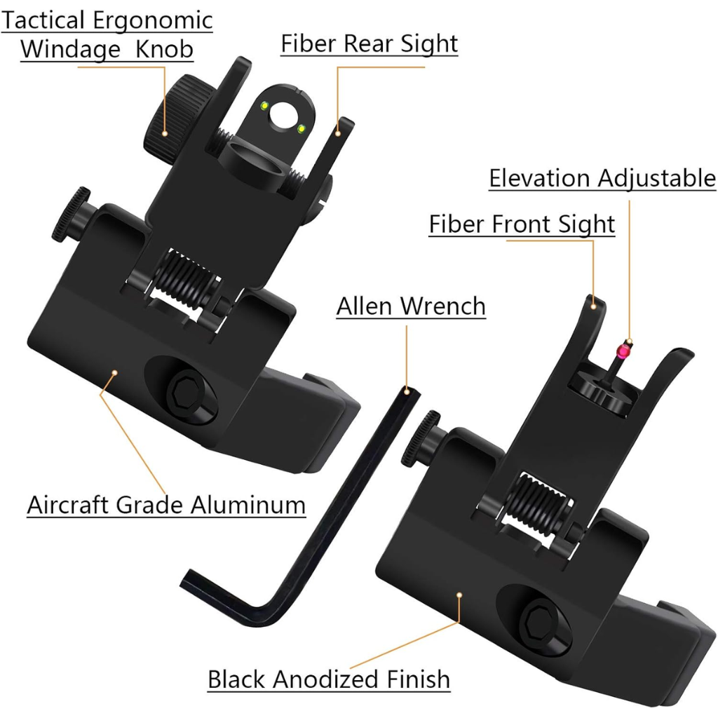 SM Front and Rear 45 Degree Fibre Sights Picatinny and Weaver