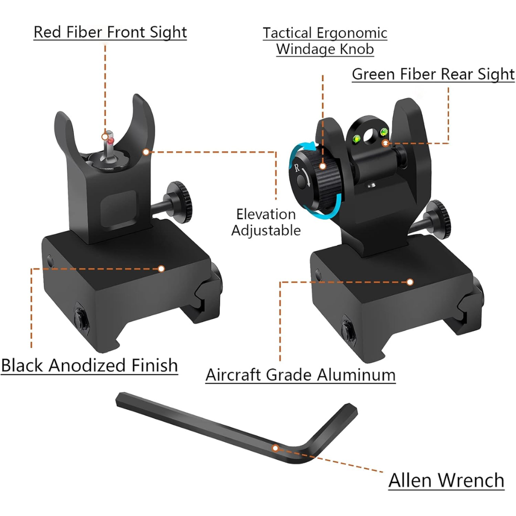 SM Flip-Up Front and Rear Fibre Sights Picatinny and Weaver