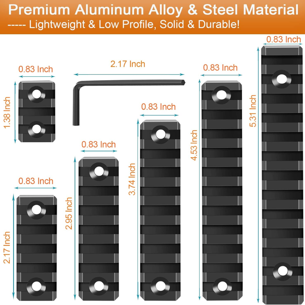 6 Pc Single Side Picatinny Rail Mount Set