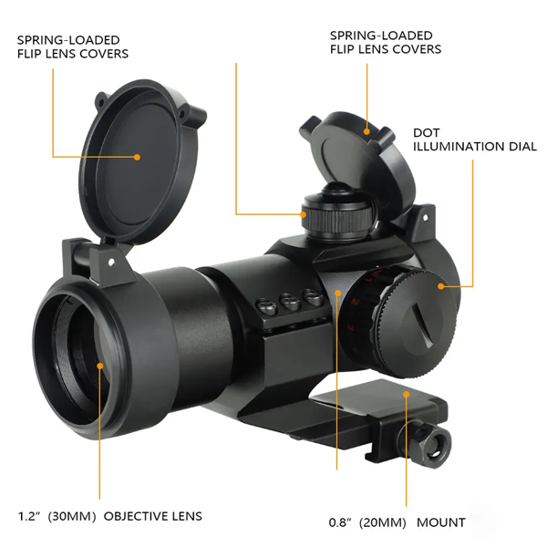 OhHunt 1x30 Red Dot Reflex Sight with Offset Picatinny Mount